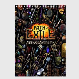 Скетчбук (блокнот) с принтом Path of Exile в Петрозаводске, 100% бумага
 | 48 листов, плотность листов — 100 г/м2, плотность картонной обложки — 250 г/м2. Листы скреплены сверху удобной пружинной спиралью | computer | game | path of exile | игра | компьютерная | путь изгнания