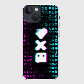 Чехол для iPhone 13 mini с принтом ЛЮБОВЬ СМЕРТЬ И РОБОТЫ в Петрозаводске,  |  | death | hear | ldr | logo | love | netflix | robots | smile | анимация | кино | лого | лср | любовь | нетфликс | роботы | сердце | сериал | смайл | смайлик