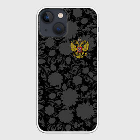 Чехол для iPhone 13 mini с принтом Герб России Хохлома в Петрозаводске,  |  | country | eagle | russia | герб | двуглавый | орел | россия | страна | флаг | хохлома