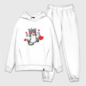 Мужской костюм хлопок OVERSIZE с принтом Love Cat в Петрозаводске,  |  | animal | cat | cute | kitty | love | meow | друг | животные | киска | китти | кот | котенок | котик | котэ | кошечка | кошка | люблю | любовь | милый | мур | мяу | питомец | сердце | тигр