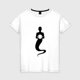 Женская футболка хлопок с принтом Силуэт духа пустоты в Петрозаводске, 100% хлопок | прямой крой, круглый вырез горловины, длина до линии бедер, слегка спущенное плечо | дух | дыра в груди | пустота | силуэт | черный