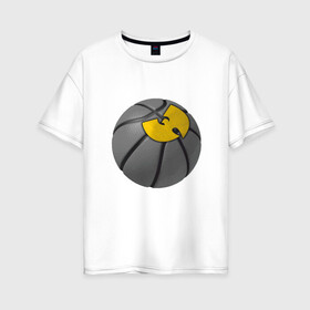 Женская футболка хлопок Oversize с принтом Wu-Tang Basketball в Петрозаводске, 100% хлопок | свободный крой, круглый ворот, спущенный рукав, длина до линии бедер
 | Тематика изображения на принте: basketball | black | hiphop | method man | music | nba | new york | nyc | odb | old school | rap | rza | wu tang clan | wutang | баскетбол | ву тэнг | граффити | микрофон | музыка | нба | нью йорк | рэп | рэпер | хипхоп