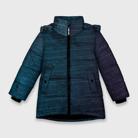 Зимняя куртка для девочек 3D с принтом Texture Blue Ripples в Петрозаводске, ткань верха — 100% полиэстер; подклад — 100% полиэстер, утеплитель — 100% полиэстер. | длина ниже бедра, удлиненная спинка, воротник стойка и отстегивающийся капюшон. Есть боковые карманы с листочкой на кнопках, утяжки по низу изделия и внутренний карман на молнии. 

Предусмотрены светоотражающий принт на спинке, радужный светоотражающий элемент на пуллере молнии и на резинке для утяжки. | background | blue | dark | gradient | lines | paints | purple | red | ripples | spot | spots | stripes | texture | waves | волны | голубая | градиент | краски | красный | линии | полосы | пятна | пятно | рябь | текстура | темная | тьма | фиолето