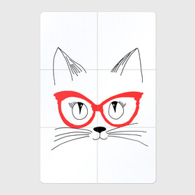Магнитный плакат 2Х3 с принтом Киса в очках в Петрозаводске, Полимерный материал с магнитным слоем | 6 деталей размером 9*9 см | Тематика изображения на принте: киса | котенок | котик | кошка в очках | очки