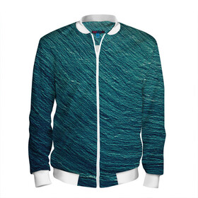 Мужской бомбер 3D с принтом Endless Sea в Петрозаводске, 100% полиэстер | застегивается на молнию, по бокам два кармана без застежек, по низу бомбера и на воротнике - эластичная резинка | background | blue | dark | gradient | green | lines | ocean | paints | ripples | sea | spot | spots | stripes | texture | waves | волны | голубая | градиент | зеленый | краски | линии | море | океан | полосы | пятна | пятно | рябь | текстура | т
