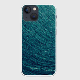Чехол для iPhone 13 mini с принтом Endless Sea в Петрозаводске,  |  | background | blue | dark | gradient | green | lines | ocean | paints | ripples | sea | spot | spots | stripes | texture | waves | волны | голубая | градиент | зеленый | краски | линии | море | океан | полосы | пятна | пятно | рябь | текстура | т