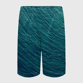 Детские спортивные шорты 3D с принтом Endless Sea в Петрозаводске,  100% полиэстер
 | пояс оформлен широкой мягкой резинкой, ткань тянется
 | Тематика изображения на принте: background | blue | dark | gradient | green | lines | ocean | paints | ripples | sea | spot | spots | stripes | texture | waves | волны | голубая | градиент | зеленый | краски | линии | море | океан | полосы | пятна | пятно | рябь | текстура | т