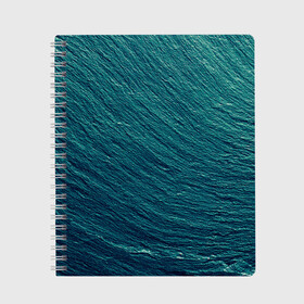 Тетрадь с принтом Endless Sea в Петрозаводске, 100% бумага | 48 листов, плотность листов — 60 г/м2, плотность картонной обложки — 250 г/м2. Листы скреплены сбоку удобной пружинной спиралью. Уголки страниц и обложки скругленные. Цвет линий — светло-серый
 | Тематика изображения на принте: background | blue | dark | gradient | green | lines | ocean | paints | ripples | sea | spot | spots | stripes | texture | waves | волны | голубая | градиент | зеленый | краски | линии | море | океан | полосы | пятна | пятно | рябь | текстура | т