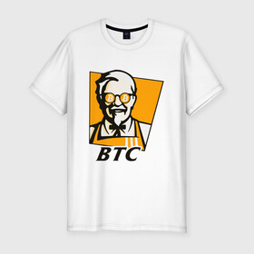 Мужская футболка хлопок Slim с принтом BITCOIN / БИТКОИН / KFC в Петрозаводске, 92% хлопок, 8% лайкра | приталенный силуэт, круглый вырез ворота, длина до линии бедра, короткий рукав | Тематика изображения на принте: binance | binance com | bitcoin | bittrex com | btc | exmo me | hodl | kfc | trading | банан | банан биржа | бинанс | биткоин | график | криптовалюта биржа | криптотрейдер | криптотрейдинг | кфс. | трейдинг