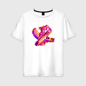 Женская футболка хлопок Oversize с принтом Краска в Петрозаводске, 100% хлопок | свободный крой, круглый ворот, спущенный рукав, длина до линии бедер
 | абстракция | краска | мазки | рисунок | цвета