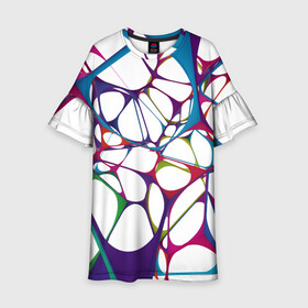 Детское платье 3D с принтом Нейроны в Петрозаводске, 100% полиэстер | прямой силуэт, чуть расширенный к низу. Круглая горловина, на рукавах — воланы | абстракция | минимализм | нейронные связи | нейроны | рисунок
