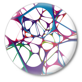 Значок с принтом Нейроны в Петрозаводске,  металл | круглая форма, металлическая застежка в виде булавки | абстракция | минимализм | нейронные связи | нейроны | рисунок