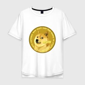 Мужская футболка хлопок Oversize с принтом DOGECOIN / DOGE / ДОГИКОИН в Петрозаводске, 100% хлопок | свободный крой, круглый ворот, “спинка” длиннее передней части | crypto | cryptocurrency | doge | dogecoin | elon mask | trading | биржа криптовалют | доги | догикоин | илон маск | криптовалюта | мем | трейдинг.