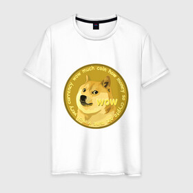 Мужская футболка хлопок с принтом DOGECOIN / DOGE / ДОГИКОИН в Петрозаводске, 100% хлопок | прямой крой, круглый вырез горловины, длина до линии бедер, слегка спущенное плечо. | crypto | cryptocurrency | doge | dogecoin | elon mask | trading | биржа криптовалют | доги | догикоин | илон маск | криптовалюта | мем | трейдинг.