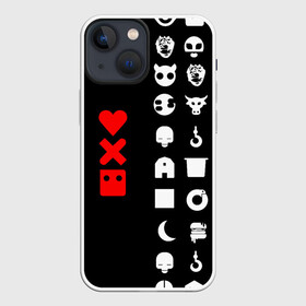 Чехол для iPhone 13 mini с принтом Любовь, смерть и роботы в Петрозаводске,  |  | love death robots | netflix | анимационные | знаки | иконки | кибер | крест | логотипы сериалов | нетфликс | роботы | сердце | сериалы | символы | черепа | черно белый