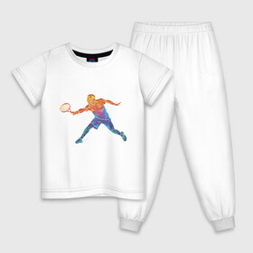 Детская пижама хлопок с принтом Tennis player - man в Петрозаводске, 100% хлопок |  брюки и футболка прямого кроя, без карманов, на брюках мягкая резинка на поясе и по низу штанин
 | colorful | player | tennis | игрок | спортсмен | теннис