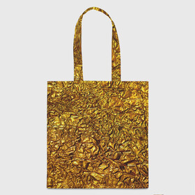 Шоппер 3D с принтом Сусальное золото в Петрозаводске, 100% полиэстер | Плотность: 200 г/м2; Размер: 34×35 см; Высота лямок: 30 см | gold | золото | золотой | мятая | сусальное | фольга