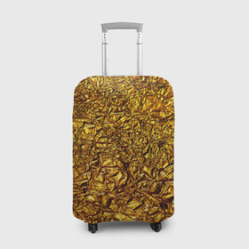 Чехол для чемодана 3D с принтом Сусальное золото в Петрозаводске, 86% полиэфир, 14% спандекс | двустороннее нанесение принта, прорези для ручек и колес | gold | золото | золотой | мятая | сусальное | фольга