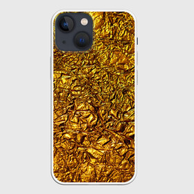 Чехол для iPhone 13 mini с принтом Сусальное золото в Петрозаводске,  |  | gold | золото | золотой | мятая | сусальное | фольга