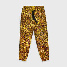 Детские брюки 3D с принтом Сусальное золото в Петрозаводске, 100% полиэстер | манжеты по низу, эластичный пояс регулируется шнурком, по бокам два кармана без застежек, внутренняя часть кармана из мелкой сетки | gold | золото | золотой | мятая | сусальное | фольга