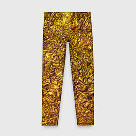 Детские леггинсы 3D с принтом Сусальное золото в Петрозаводске, полиэстер 85%, спандекс 15% | эластичный пояс, зауженный крой | Тематика изображения на принте: gold | золото | золотой | мятая | сусальное | фольга