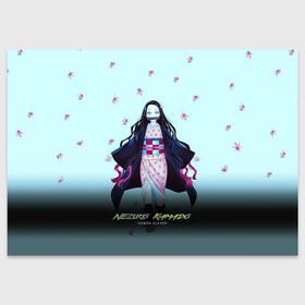 Поздравительная открытка с принтом Nezuko Kamado Demon Slayer в Петрозаводске, 100% бумага | плотность бумаги 280 г/м2, матовая, на обратной стороне линовка и место для марки
 | demon slayer | kamado | kimetsu no yaiba | nezuko | tanjiro | аниме | гию томиока | зеницу агацума | иноске хашибира | камадо | клинок | корзинная девочка | манга | музан кибуцуджи | незуко | рассекающий демонов | танджиро