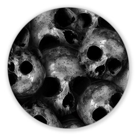 Коврик для мышки круглый с принтом Груда черепов в Петрозаводске, резина и полиэстер | круглая форма, изображение наносится на всю лицевую часть | Тематика изображения на принте: skull | башка | голова | кость | череп | черепа | черепушка