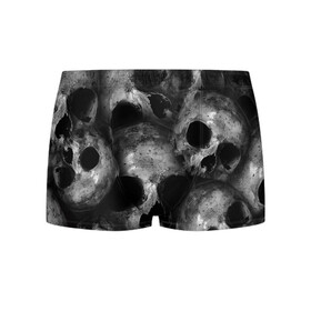 Мужские трусы 3D с принтом Груда черепов в Петрозаводске, 50% хлопок, 50% полиэстер | классическая посадка, на поясе мягкая тканевая резинка | Тематика изображения на принте: skull | башка | голова | кость | череп | черепа | черепушка