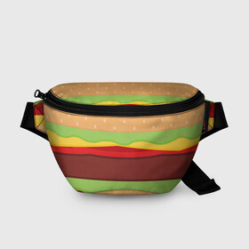 Поясная сумка 3D с принтом Бутерброд в Петрозаводске, 100% полиэстер | плотная ткань, ремень с регулируемой длиной, внутри несколько карманов для мелочей, основное отделение и карман с обратной стороны сумки застегиваются на молнию | Тематика изображения на принте: background | burger | fast food | food | hamburger | sandwich | texture | будет | бургер | бутерброд | гамбургер | еда | текстура | фастфуд | фон