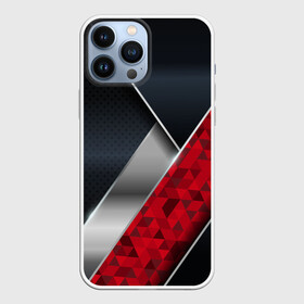 Чехол для iPhone 13 Pro Max с принтом 3D BLACK AND RED METAL в Петрозаводске,  |  | 3d | 3д | luxury | versace | vip | абстракция | блеск | блестки | версаче | вип | паттерн | роскошь | соты | текстуры