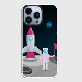 Чехол для iPhone 13 Pro с принтом Астронавт покоряет космос в Петрозаводске,  |  | astronaut | moon | planets | rocket | shuttle | space | stars | звёзды | космонавт | космос | луна | планеты | ракета | шаттл