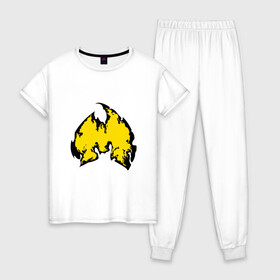 Женская пижама хлопок с принтом Method Man в Петрозаводске, 100% хлопок | брюки и футболка прямого кроя, без карманов, на брюках мягкая резинка на поясе и по низу штанин | black | hiphop | method man | music | new york | nyc | odb | old school | rap | rza | wu tang clan | wutang | ву тэнг | граффити | микрофон | музыка | нью йорк | рэп | рэпер | хипхоп