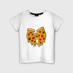 Детская футболка хлопок с принтом Wu-Tang Pizza в Петрозаводске, 100% хлопок | круглый вырез горловины, полуприлегающий силуэт, длина до линии бедер | black | hiphop | method man | music | new york | nyc | odb | old school | pizza | rap | rza | wu tang clan | wutang | ву тэнг | граффити | микрофон | музыка | нью йорк | пицца | рэп | рэпер | хипхоп