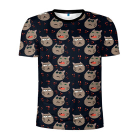 Мужская футболка 3D спортивная с принтом Котомания YES в Петрозаводске, 100% полиэстер с улучшенными характеристиками | приталенный силуэт, круглая горловина, широкие плечи, сужается к линии бедра | коты | кошки | настроение | рисование | характер | эмоции