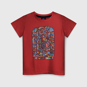 Детская футболка хлопок с принтом Африканская мелодия в Петрозаводске, 100% хлопок | круглый вырез горловины, полуприлегающий силуэт, длина до линии бедер | африка | графика | колорит | экзотика | этника