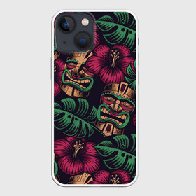 Чехол для iPhone 13 mini с принтом Тропический в Петрозаводске,  |  | beach | mask | palm | sea | summer | tropical | волны | жара | летние | лето | маска | море | пальмы | пляж | тропический
