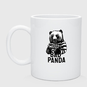 Кружка керамическая с принтом Плохая панда в Петрозаводске, керамика | объем — 330 мл, диаметр — 80 мм. Принт наносится на бока кружки, можно сделать два разных изображения | bad | panda | заключенный | медведь | наручники | панда