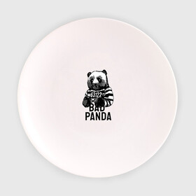 Тарелка 3D с принтом Плохая панда в Петрозаводске, фарфор | диаметр - 210 мм
диаметр для нанесения принта - 120 мм | bad | panda | заключенный | медведь | наручники | панда