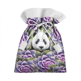 Подарочный 3D мешок с принтом Панда среди цветов в Петрозаводске, 100% полиэстер | Размер: 29*39 см | flower | flowers | panda | панда | цветы