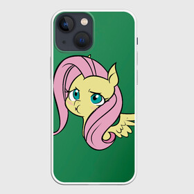 Чехол для iPhone 13 mini с принтом Милая Флаттершайн в Петрозаводске,  |  | my little pony | весёлая пинки пай | добрая флаттершайн | дружба это чудо | единорог | единороги | май литл пони | мульт | мультфильм | радуга дэш | селестия | спайк | сумеречная искорка | честная эплджек