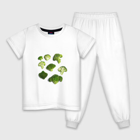 Детская пижама хлопок с принтом брокколи в Петрозаводске, 100% хлопок |  брюки и футболка прямого кроя, без карманов, на брюках мягкая резинка на поясе и по низу штанин
 | Тематика изображения на принте: брокколи | еда | овощи | правильное питание