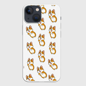 Чехол для iPhone 13 mini с принтом Собаки | Корги в Петрозаводске,  |  | голубая | корги | косточки | пес | псина | собаки | собачки | щенки