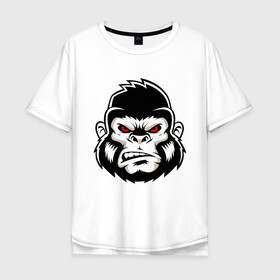 Мужская футболка хлопок Oversize с принтом Bad Monkey в Петрозаводске, 100% хлопок | свободный крой, круглый ворот, “спинка” длиннее передней части | Тематика изображения на принте: animal | beast | gorilla | monkey | горилла | животные | зверь | конг | обезьяна | природа | хищник