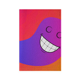 Обложка для паспорта матовая кожа с принтом Градиент призрак в Петрозаводске, натуральная матовая кожа | размер 19,3 х 13,7 см; прозрачные пластиковые крепления | Тематика изображения на принте: градиент | краски | красный | лицо | призрак | улыбка | фиолетовый