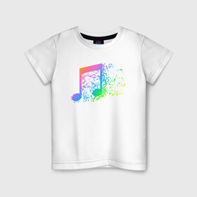 Детская футболка хлопок с принтом I LOVE MUSIC | DJ (Z) в Петрозаводске, 100% хлопок | круглый вырез горловины, полуприлегающий силуэт, длина до линии бедер | dj | i love music | music | note | rainbow | дискжокей | диско | музыка | музыкальный | нота | радужная