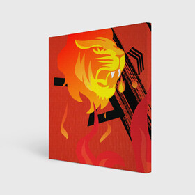 Холст квадратный с принтом Огненный лев в Петрозаводске, 100% ПВХ |  | Тематика изображения на принте: красный | лев | линии | огненный | огонь | пламя | рисунки
