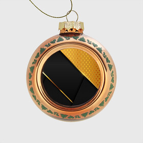 Стеклянный ёлочный шар с принтом 3D BLACK & GOLD в Петрозаводске, Стекло | Диаметр: 80 мм | 3d | 3д | gold | абстракция | золото | паттерн | соты | текстуры