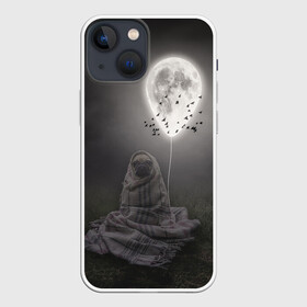 Чехол для iPhone 13 mini с принтом Мопс и луна в Петрозаводске,  |  | луна | мопс | ночь | пёс | собака | собачка | щенок