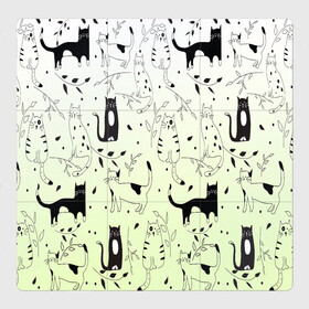 Магнитный плакат 3Х3 с принтом узор простые рисунки котов в Петрозаводске, Полимерный материал с магнитным слоем | 9 деталей размером 9*9 см | ветеринару | градиент | коты | котята | кошатнику | кошки | любителю кошек | мило | минимализм | мяу | примитив | рисованные котики | рисунок