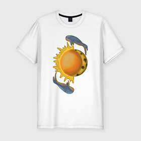 Мужская футболка хлопок Slim с принтом Киты в Петрозаводске, 92% хлопок, 8% лайкра | приталенный силуэт, круглый вырез ворота, длина до линии бедра, короткий рукав | fly | дуализм | космос | медитация | полет | фантазия